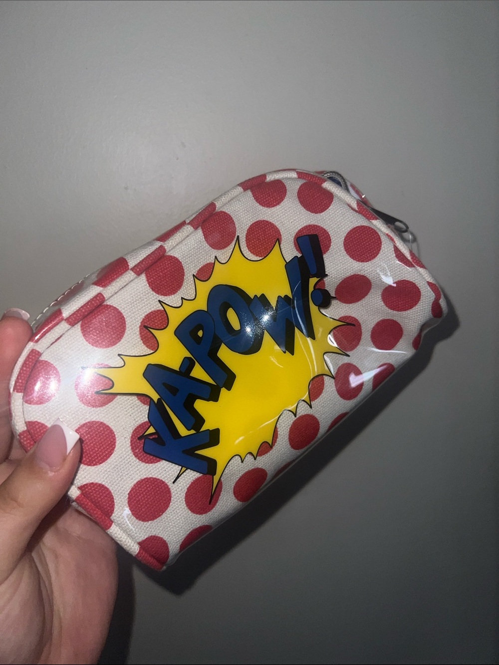 💕 polka Dot 'KAPOW!' Cosmetic Pouch - Red & White